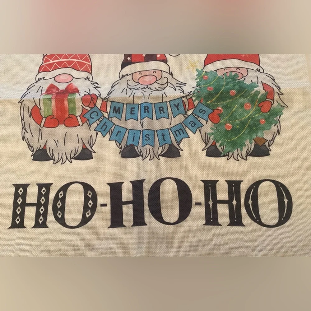 THREE SANTAS MERRY CHRISTMAS THROW PILLOW COVER 17” X 17.5” Holiday Home Decor